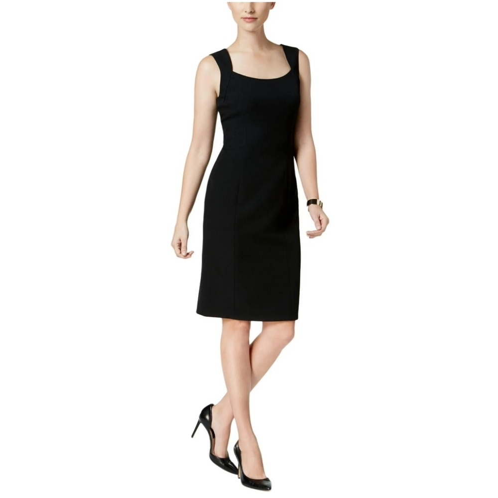 INC fully lined Black Sleeveless, scoop square neck dress. NWOT Size 6